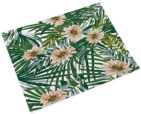 Manteles Individuales Hojas Verdes De Margarita Salvamanteles Individuales Algodón Lino Lavable Individuales Mesa Resistente al Calor Bajoplatos Tapetes para Mesa Bajoplatos 30x45cm 4 Pcs