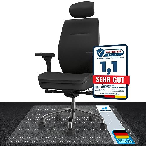 KARAT Bodenschutzmatte für Teppichboden - transparente PVC-Bodenmatte mit Noppen - langlebig und bruchsicher - Schreibtischstuhl Bürostuhl Unterlage (3 mm Stärke, 75 x 120 cm)