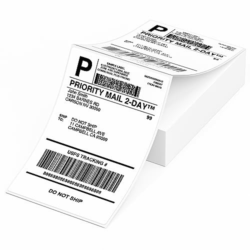 Phomemo Genuine 4X6 Thermal Shipping Label 100 Labels per Stack - 4x6 FanFold Thermal Labels Compatible with Phomemo 241bt Shipping Label Printer, Strong Adhesive Shipping Labels, Commercial Grade