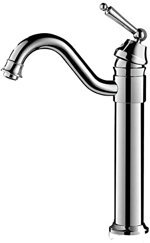 Waschtisch-Mischbatterie, hoch über dem Waschbecken, Warm- und Kaltwasserhahn, Messing, drehbare Einloch-Waschtischarmaturen, verchromt. Interessantes Leben