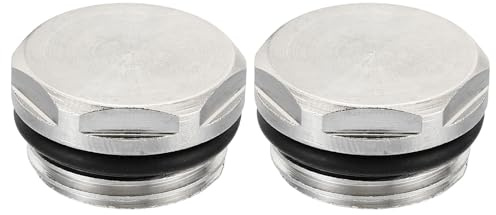 PATIKIL 1/2 Inch BSP Male Thread Blank Cap Manual Radiator Air Vent Plug, 2 Pack Nickel Plated Brass Plugs for Radiator Heater, Silver