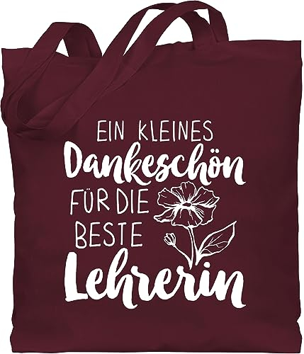 Baumwolltasche - Taschen - Ein kleines Dankeschön für die beste Lehrerin weiß - Unisize - Bordeauxrot - tasche lehrertasche lehrerinnen jutebeutel lehrer geschenk damen klassenlehrerin beutel