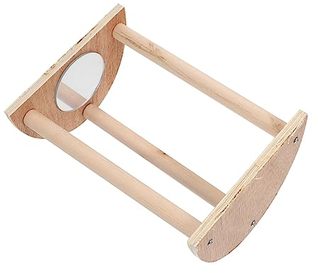 POPETPOP Supporto in Legno Per Posatoio Per Uccelli Supporto Per Uccelli Bastone Con Specchio Resistente All'usura Morsi Adatto Per Galline e Uccelli Di Qualsiasi Dimensione