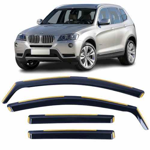 Set Of 4 Wind Deflectors For BMW X3 F25 2011 2012 2013 2014 2015 2016 2017 In-Channel Acrylic Side Window Visors-Smoke Tinted Sun & Rain Guards Reflectors.