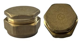 WRAS 22mm Brass Compression Stop End Blank Cap for Copper Pipe - Pack of 2, WRAS and BS EN 1254-2 Certified Plumbing Fittings, Copper Pipe Fittings, End Caps