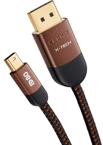 Zeskit 80Gpbs DP 2.1 DP80 Certified Mini Displayport to Displayport Cable (3ft/1m)