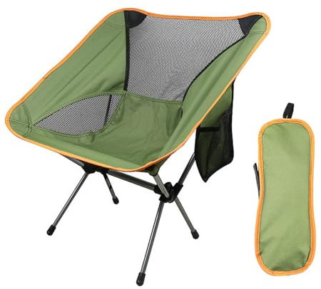 OTSYSTO Silla Portátil Plegable Ligera con Portavasos para Camping, Caravanas, Festivales, Jardines, Barbacoas, Pesca y Playa,Green