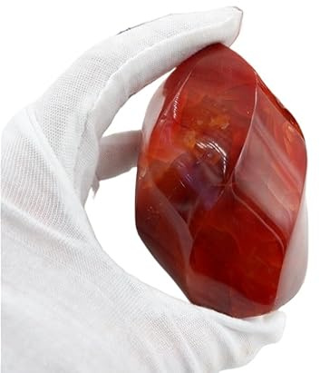 HXSCOO Roter Achat-Fackel, Kristallflamme, natürlicher Karneol-Quarz-Edelstein, freie Form, Feuerkristalle, Dekor, Meditationsstein(370-450g)