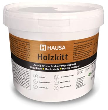 HAUSA Holzkitt 5 kg Buche Hell Holzspachtelmasse, Kitt für Holz, Holzspachtel/Füllmasse zum Reparieren von Holzschäden gebrauchsfertig ausgezeichnete Füllkraft schnelltrocknend rissbeständig