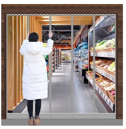 WXQTM Durchsichtiger PVC-Streifenvorhang Trennvorhang 1.6mm Temperaturbeständig Magnetischer Streifenvorhang, für Balkon, Küche und Einkaufszentrum (45x190cm)