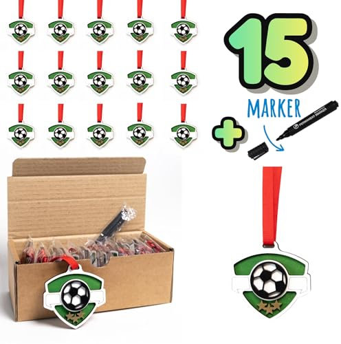 Holz-Fußball-Medaille, personalisierte Trophäe für Turniere | Siegmedaillen | Sportmedaillen | umweltfreundlich und handgefertigt – perfekt für Fußball-Erfolge und Geschenke, individuelle Gravur