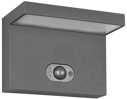 Trio Leuchten LED Solar Außen Wandleuchte Blyde 253569142, Aluminium Druckguss Anthrazit, 5 Watt LED, Hybrid Solar/Netzbetrieb, Dämmerungssensor, Bewegungssensor