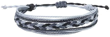 TRIPLE K&S Triplek&s Damen-Armband, geflochten, Glücksbringer, verstellbar, Yoga, geflochtenes Seil, Freundschaftsschmuck (Black, white, and gray braided)