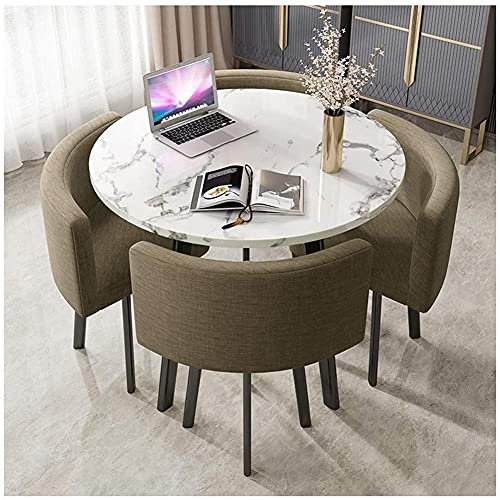 Runde Esstischgruppe mit 4 gepolsterten Stühlen, ideal für kleine Räume, modernes Design für Esszimmer