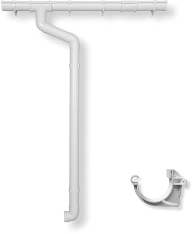 Grondaia semicircolare 65 mm | Set completo con tubo di scarico fino a 750 cm | Tipo 250 tubo di scarico DN 60 | plastica PVC bianco | 4Home&Garden (lunghezza tetto: 1 lato fino a 300 cm)