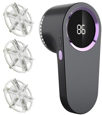Levapelucchi Elettrico, Rasoio per Tessuti Ricaricabile con 6 Lame e Display Digitale, Togli Pelucchi Portatile per Maglioni, Gonne, Vestiti, Mobili, Divani