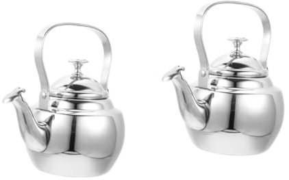 Amosfun 2 Pièces Bouilloire En Acier Inoxydable Tasses Bouilloire De Camp Théières à Eau Col De Cygne Électrique à Ébullition Rapide Richard Poêle Silver