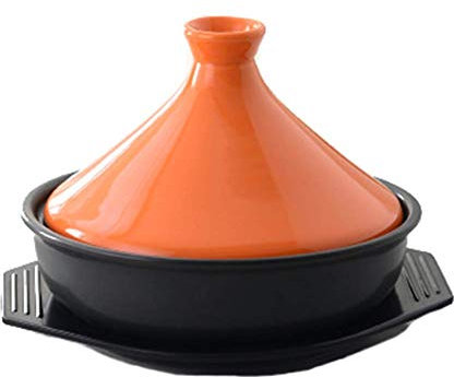Cazuelas con Tapas Tajine para cocinar sin Plomo, Olla para cocinar Tajine de 23 cm, Olla para Tajine de cerámica (Naranja)