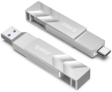 ORICO 2TB Dual Drive Externe SSD, bis zu 1050 MB/s Lesen, USB3.2 Gen2 | Tragbare SSD für USB-Typ-C-/Typ-A-Geräte,Plug and Play, Metallgehäuse, Silber, für iPhone 15/16/17/Android/Tablet/Windows/Mac
