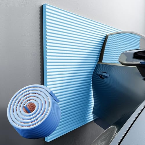 Protector Pared Garaje Autoadhesivos 1cm de Espesor, Protector Columnas Garaje, Goma Espuma Protector Puertas Coche, Protección Garaje Parking Parachoques contra Impactos(Azul,200 cm x 20 cm)