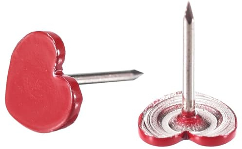 TA-VIGOR 25 Stück Herz Push Pins, Niedliche Reißnägel für Korkwand, Pinnwand, Foto Wand, Dekorative Flache Plastiknägel mit Stahlspitzen, Rot