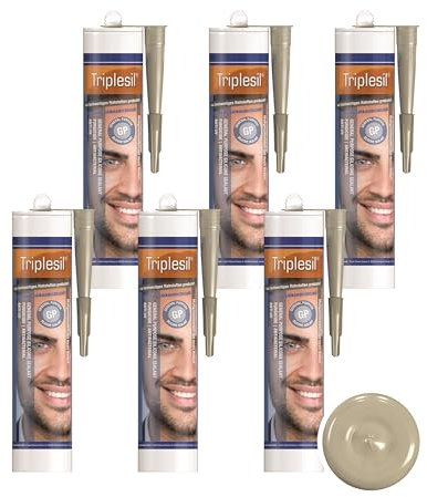 Triplesil Sigillante Siliconico-Alta Temperatura 6 x 310 ml Cartuccia di Silicone Universale per Bagno, Cucina e Fai-da-te-Impermeabile e Resistente ai Raggi UV-Per Interni ed Esterni (Beige, 6)