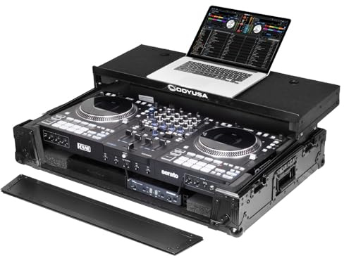 ODYSSEY Rane Performer Black Label 1U Hülle mit Glide Style Laptop-Plattform und Rollen