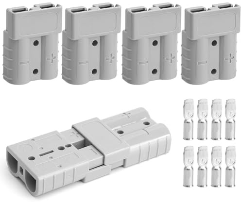 4 piezas de conector de cable para conector Anderson, 50A 600V Anderson conector de batería, conector de conexión rápida para baterías para automóvil, autocaravana, caravana, motocicleta, Incluye 8