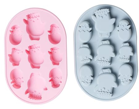 Cabilock 2pcs Silicone Chick Moulds Creative Cake and Biscuit Moulds for Easter Baking Non Stick Silicone Easy to Clean for Home and Professional Use Random Color