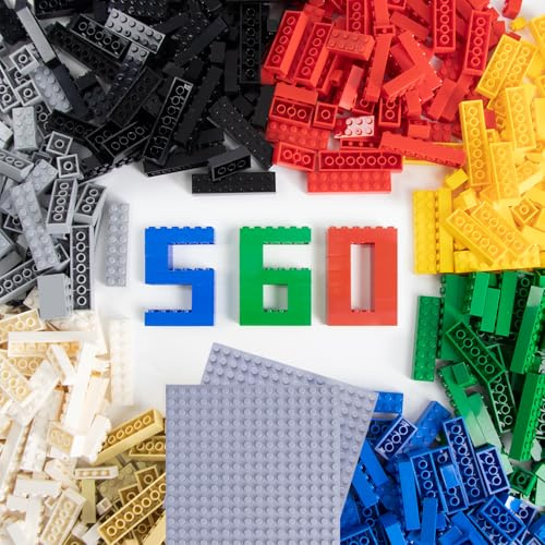 Cabeeskii 560 Set di Mattoncini Classici da Costruzione, Mattoncini Misti in 7 Misure, 8 Colori, Ricariche di Mattoncini Classici da Costruzione, Compatibile con Tutte le Marche Principali
