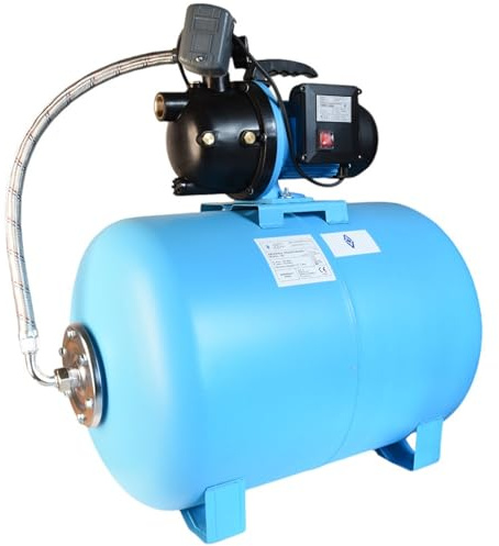 Hauswasserwerk HANDY 3000 - Wasserpumpe (3000l/h 550W Förderhöhe 40m) - 100L Druckkessel - Hauswasserautomat mit Druckschalter Manometer - Gartenpumpe Tragbare - Ideal für Gartenbewässerung 100 Liter