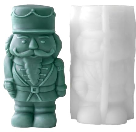 Sucritude Moldes de Velas de Silicona,Moldes Para Jabón Y Cera | de Yeso Epoxi Artesanales en Forma de Cascanueces para Decoración del Hogar