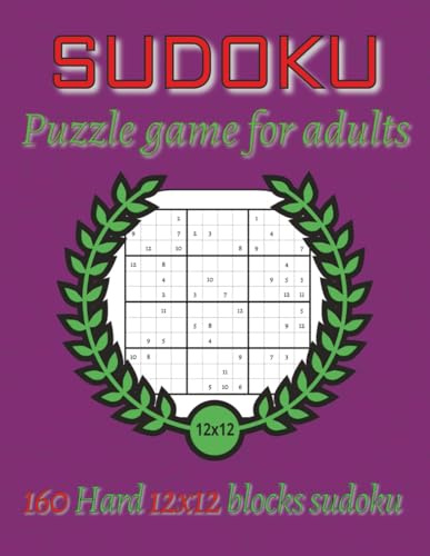 SUDOKU Puzzle game for adults: 160 Hard 12x12 blocks Sudoku