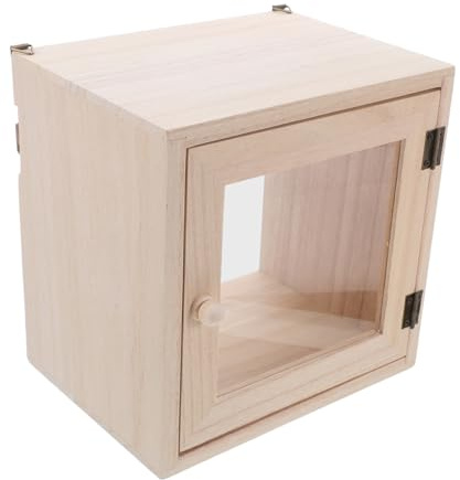 MAGICLULU Wall Mount Milk Box with Lock, Milk Minder Insulated Doorstep Storage for Home and Villa, Wooden Beige Wall-mounted Mailbox for Porch, Space-saving Outdoor Use