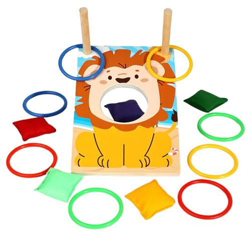 Ring- und Bohnenwurf: Spielset aus Holz, Hand-Auge-Koordinationstrainer, einfache Installation, tragbarer Transport | Zielspiel für Kinder ab 3 Jahren, ado