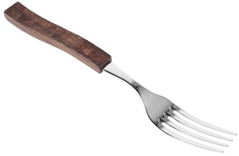 Veemoon Fourchette de Table Acier Inoxydable avec Manche Noyer Sculpté Couverts Robustesse et Design Adapté Aux Repas Occidentaux et Asiatiques Fourchettes Restaurant et Salade