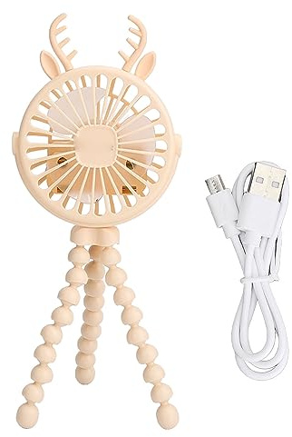 Pilipane Ventilador para cochecito Trípode flexible con clip Funciona con pilas Iluminación LED de 3 velocidades Rotación de 360 ​​grados para cochecitos Cunas Escritorios Bicicletas (Amarilla)