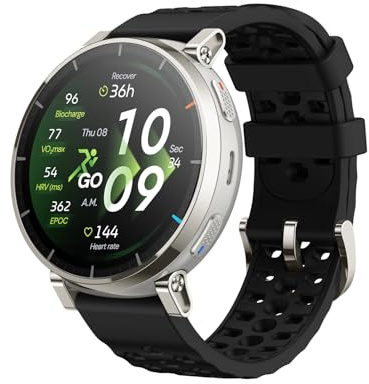 Amazfit Active 3 Premium Montre Connectée GPS pour Running, 45mm, Écran AMOLED 1,32 en Saphir, Autonomie 12 Jours, 4 Go de Stockage, NFC, Cartes Hors Ligne, 170+ Modes Sport, pour Android & iPhone