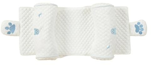 Kinderkissenbezug - Gebogener Stützkopfschoner | Nackenpolster atmungsaktiv, waschbar, austauschbar, für Krippe, Kinderwagen, Autositz, reisegeeignet, Baumwollmischung 38x17cm