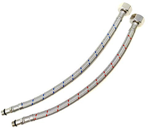 Xcel Home 2x M12 x 1/2 BSP (300mm) 304 Edelstahl Wasserhahnanschlüsse | Geflochtene Flexi Rohre | Ersatz für Küche Spüle & Bad Waschbecken Monobloc Armatur/Boiler | Lange flexible Schläuche