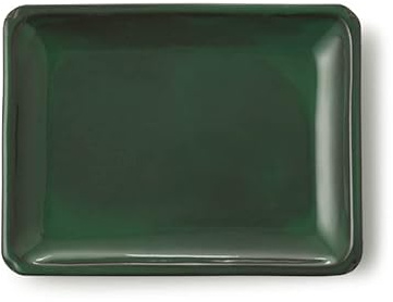 CERTRE - Sottovaso per Bonsai Rettangolare in Gres, Made in Italy, Colore Verde Palude (Smaltato)| Misure esterne 12,5x10x2 cm