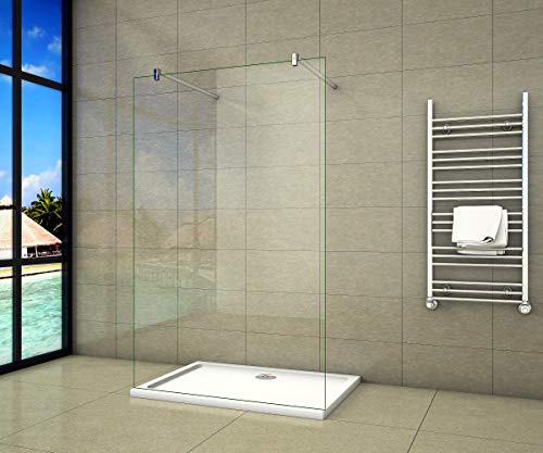 Aica Sanitär Freistehende Duschwand Walk In Dusche 67cm Duschabtrennung 10mm NANO Glas Duschtrennwand 200cm Höhe