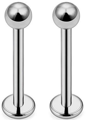 CIZME 1 Pair Titanium Lip Stud Labret Bars 1.2mm Tragus Helix Medusa Piercing Stud Jewellery 6/8/10/12mm