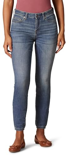 Amazon Essentials Damen Kurvige Skinny-Stretch-Jeans mit Mittelhohem Bund – Auslaufmodell, Mittlere Waschung, 40 Kurz