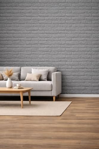 RHP 3D Tapete Wandpaneele Selbstklebend Ziegelstein Wasserdicht Wandaufkleber Tapete Wandpaneele selbstklebend Moderne Wandverkleidung in Steinoptik schnelle & leichte Montage (10 Stück, Silber)