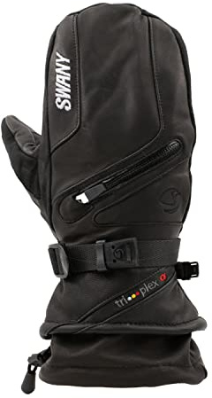Swany Womens X-Cell 2.1 Sports Moisture-Wicking Quick-Drying Warm Durable Flexible Insulated Leather Winter Mittens, Black, Small