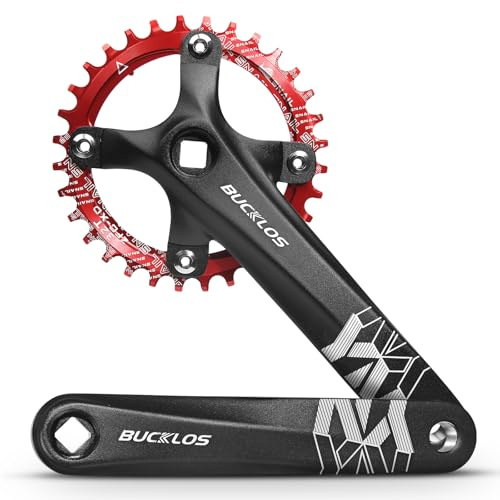 BUCKLOS MTB 170 mm quadratisches Kurbelgarnitur, 104 BCD Mountainbike, schmal, breite Zahn, Kettenblatt 32/34/36/38/40/42T, Single-Speed Rund/Oval Kettenblatt und Kurbel, SRAM, FSA