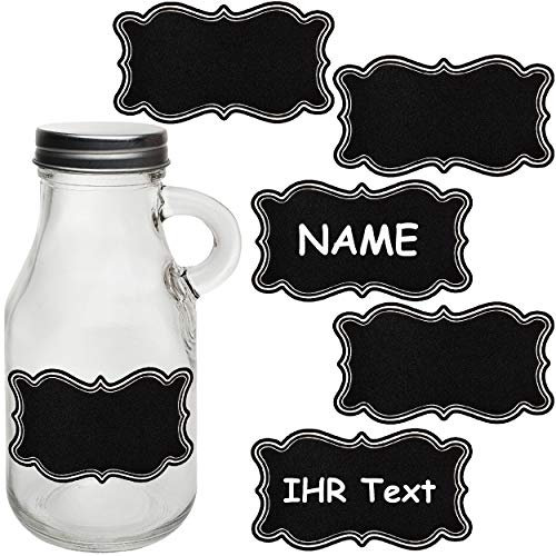 alles-meine.de GmbH Etiketten/Sticker - Wunsch Stückzahl - 60 TLG. Set - 8 cm x 4,5 cm - schwarz - z.B. für Kreide & Stifte - Kreidesticker/Aufkleber - oval länglich - selbst..