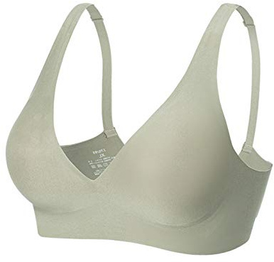 Joligiao push up underkläder för kvinnor, daglig bh, enfärgad klassisk bh, mjuk bralette, sömlös sömnbh med avtagbara dynor, Grön, M