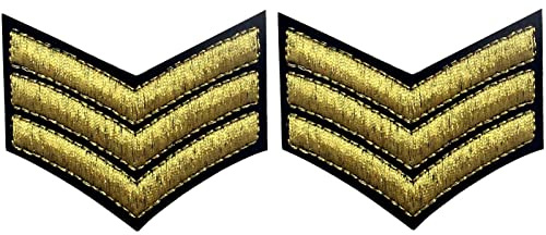 2 st broderade militära fiskbensmönster randig sergeant uniform, guldfärgad